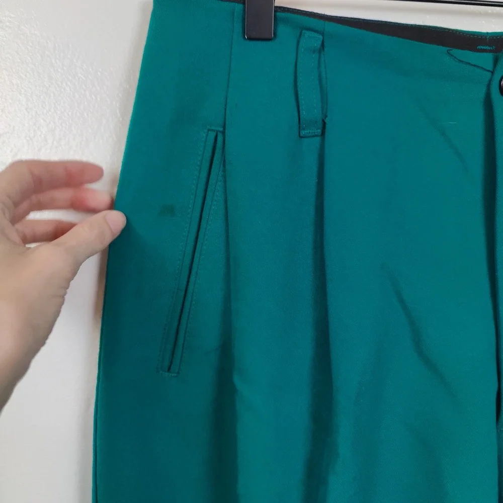 Vintage 90s JNCO Pants Mens 32‎ Teal Pleated Tapered Wool Blend Retro Streetwear